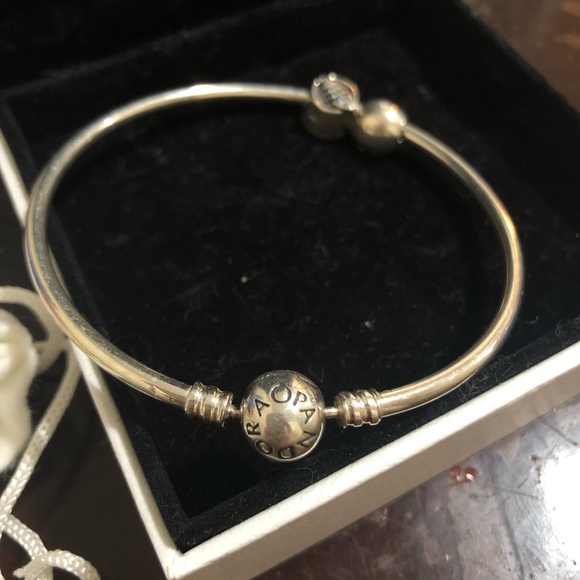 Pandora Jewelry - Silver pandora bangle with charms Pandora Jewelry - Silver pandora bangle with charms